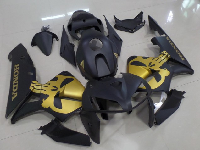 Lojas Carenagens Moto Honda CBR600RR 2005-2006 - Preto Fosco Ouro Crânio