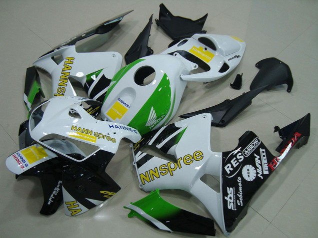 Lojas Carenagens Moto Honda CBR600RR 2005-2006 - Branco Verde Amarelo Preto Brilhante Hannspree