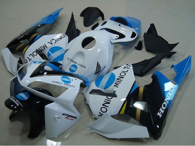 Lojas Carenagens Moto Honda CBR600RR 2005-2006 - Branco Azul Preto Brilhante Konica Minolta