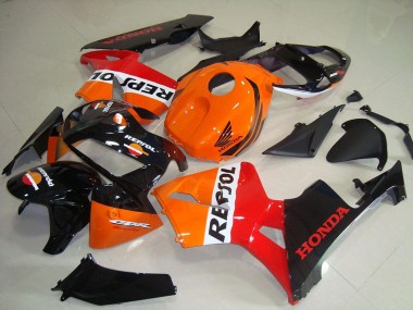 Lojas Kits Carenagem Moto Honda CBR600RR 2005-2006 - Laranja Branco Vermelho Preto Brilhante Repsol