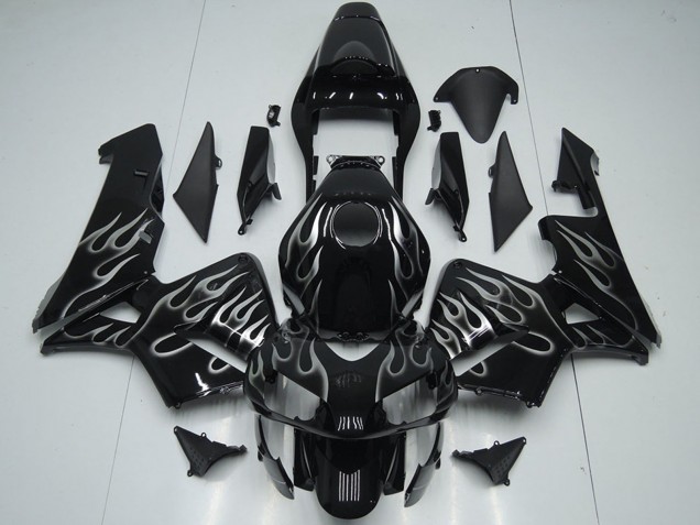 Lojas Carenagens Moto Honda CBR600RR 2005-2006 - Preto Brilhante Prata Chama