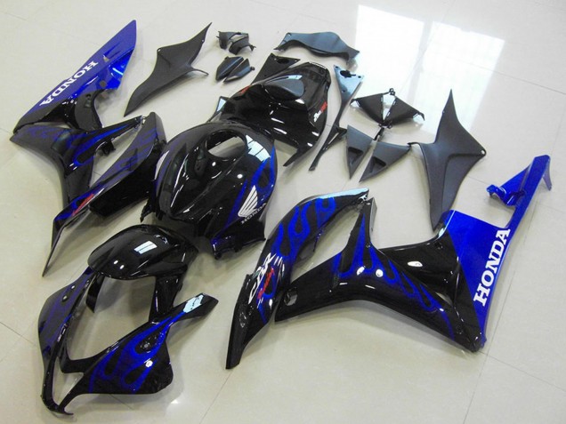 Lojas Carenagens Moto Honda CBR600RR 2007-2008 - Preto Brilhante Azul Chama