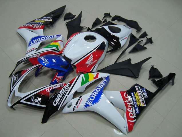 Lojas Carenagens Moto Honda CBR600RR 2007-2008 - Branco Vermelho Azul Preto Brilhante EuroBet