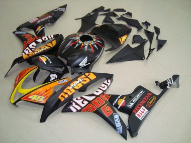 Lojas Carenagens Moto Honda CBR600RR 2007-2008 - Preto Fosco Laranja Amarelo Rossi 46