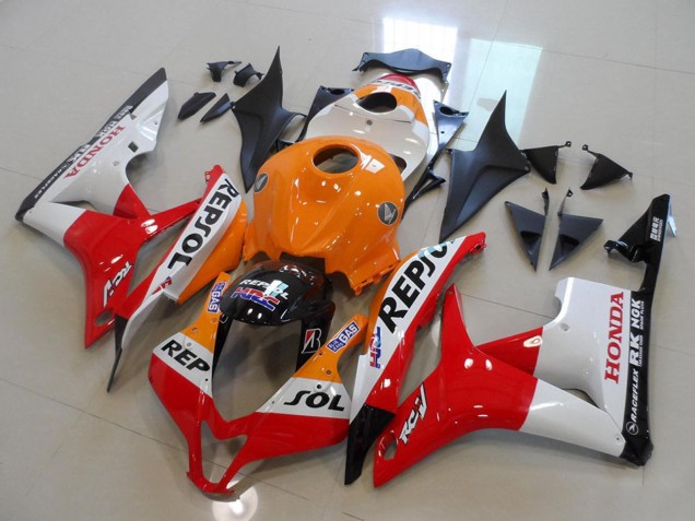 Lojas Kits Carenagem Moto Honda CBR600RR 2007-2008 - Laranja Branco Vermelho Preto Brilhante Repsol