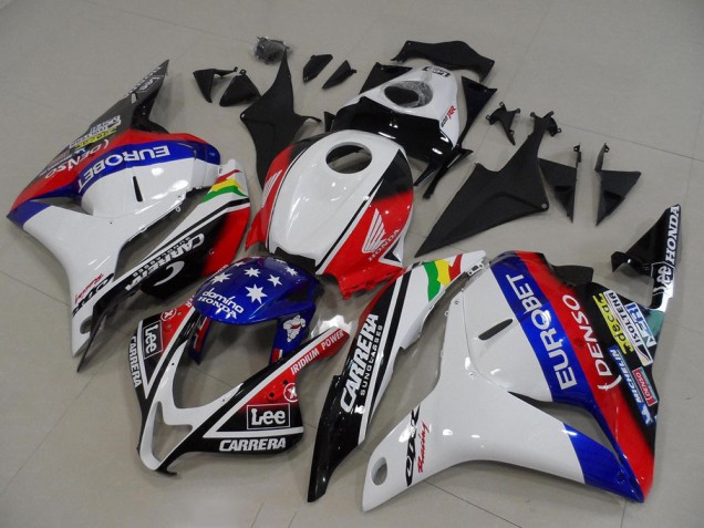 Lojas Carenagens Moto Honda CBR600RR 2009-2012 - Branco Vermelho Azul Preto Brilhante EuroBet Lee Estrela