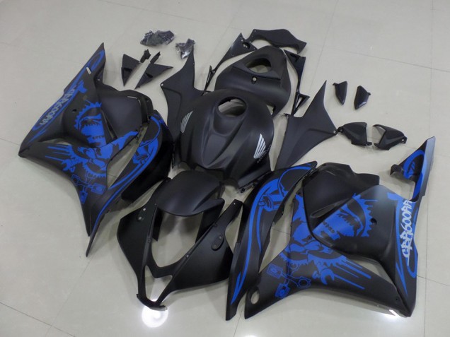 Lojas Carenagens Moto Honda CBR600RR 2009-2012 - Preto Fosco Azul Crânio