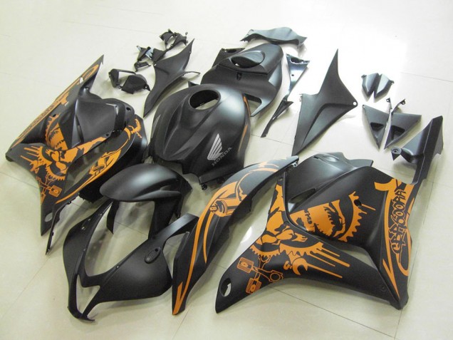 Lojas Carenagens Moto Honda CBR600RR 2009-2012 - Preto Fosco Laranja Crânio