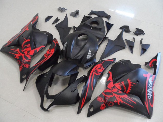 Lojas Carenagens Moto Honda CBR600RR 2009-2012 - Preto Fosco Vermelho Crânio