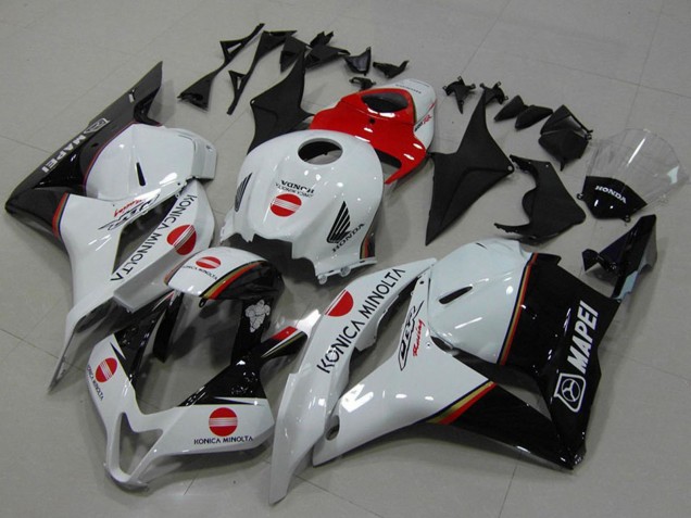 Lojas Carenagens Moto Honda CBR600RR 2009-2012 - Branco Vermelho Preto Brilhante Konica Minolta