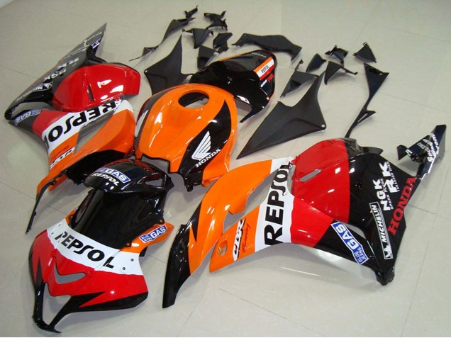 Lojas Carenagem Moto Honda CBR600RR 2009-2012 - Laranja Branco Vermelho Preto Brilhante Repsol