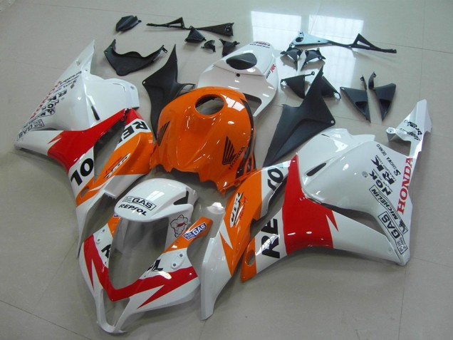 Lojas Kit Carenagens Moto Honda CBR600RR 2009-2012 - Laranja Branco Vermelho Preto Brilhante Repsol