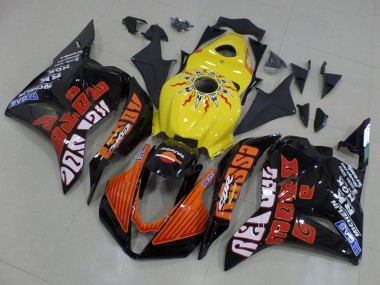 Lojas Carenagens Moto Honda CBR600RR 2009-2012 - Amarelo Laranja Preto Brilhante Rossi Corrida