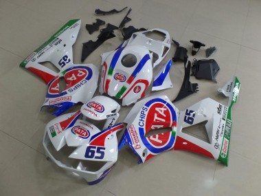 Lojas Carenagens Moto Honda CBR600RR 2013-2023 - Branco Vermelho Azul Pata 65