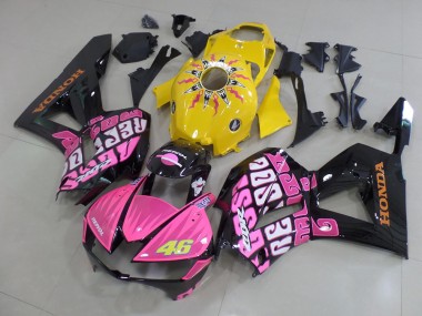 Lojas Carenagens Moto Honda CBR600RR 2013-2023 - Amarelo Rosa Preto Brilhante Rossi 46