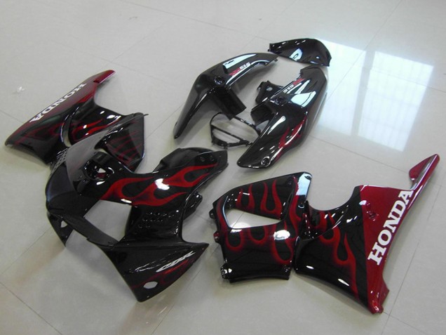 Lojas Carenagens Moto Honda CBR900RR 919 1998-1999 - Preto Brilhante Vermelho Chama