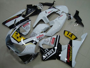 Lojas Carenagens Moto Honda CBR900RR 919 1998-1999 - Branco Amarelo Preto Brilhante Playboy 14