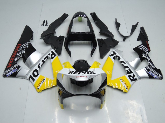 Lojas Carenagem Moto Honda CBR900RR 929 2000-2001 - Amarelo Prata Preto Brilhante Repsol