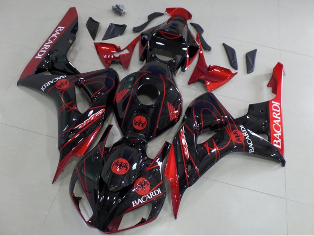 Lojas Carenagens Moto Honda CBR1000RR 2006-2007 - Vermelho Preto Brilhante Bacardi
