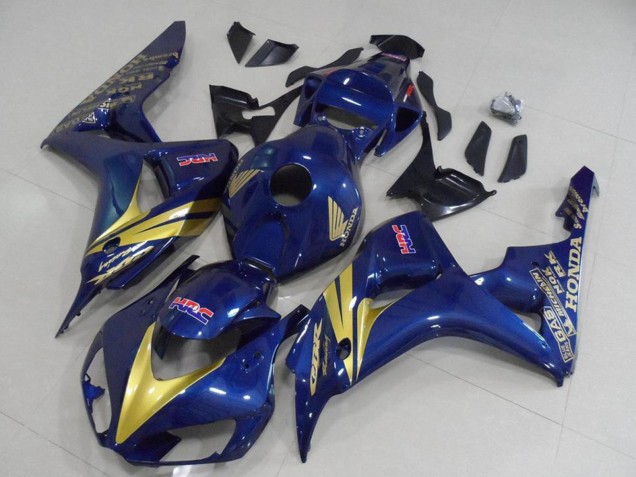 Lojas Carenagens Moto Honda CBR1000RR 2006-2007 - Azul Escuro Ouro Listra