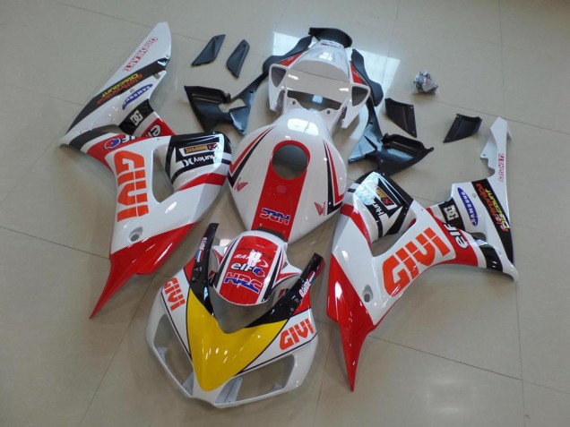 Lojas Carenagens Moto Honda CBR1000RR 2006-2007 - Branco Vermelho Amarelo Preto Brilhante Givi HRC
