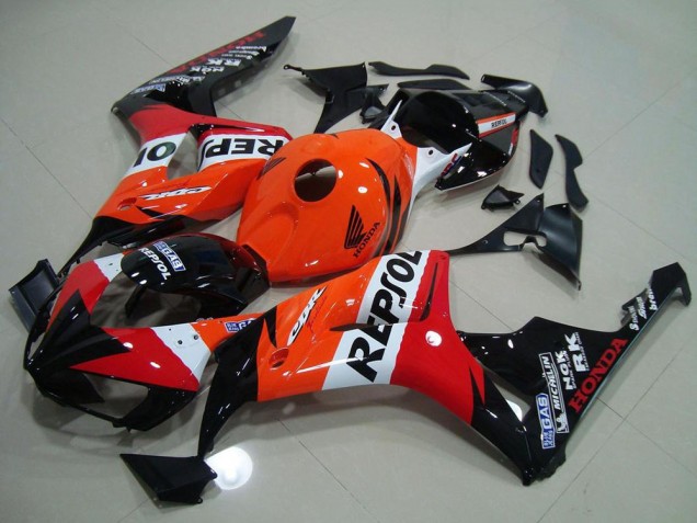 Lojas Kits Carenagem Moto Honda CBR1000RR 2006-2007 - Laranja Branco Vermelho Preto Brilhante Repsol