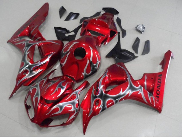 Lojas Carenagens Moto Honda CBR1000RR 2006-2007 - Vermelho Preto Prata Chama
