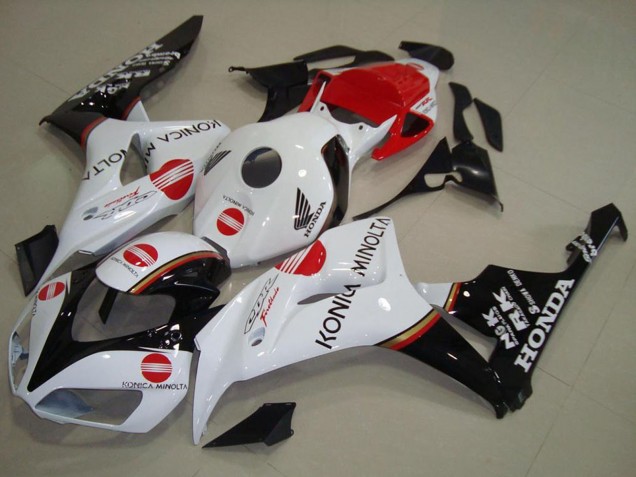 Lojas Carenagem Moto Honda CBR1000RR 2006-2007 - Branco Vermelho Preto Brilhante Konica Minolta