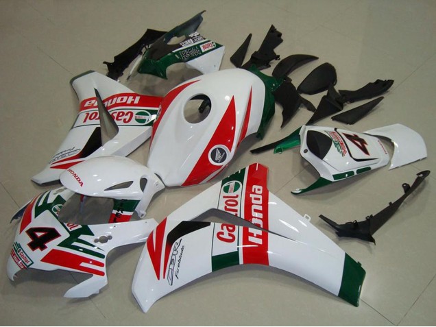 Lojas Carenagens Moto Honda CBR1000RR 2008-2011 - Branco Vermelho Verde Escuro Castrol
