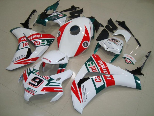 Lojas Carenagens Moto Honda CBR1000RR 2008-2011 - Branco Vermelho Verde Escuro Castrol No 9