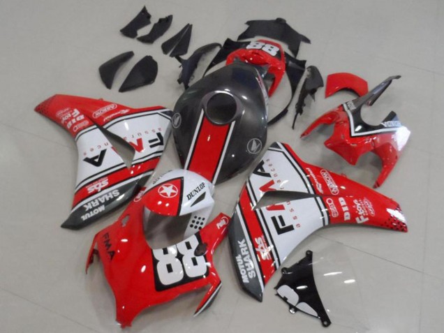 Lojas Carenagens Moto Honda CBR1000RR 2008-2011 - Branco Vermelho Preto Fosco Dunlop Fiamm 88