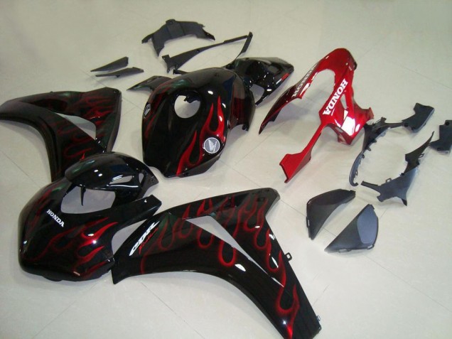 Lojas Carenagens Moto Honda CBR1000RR 2008-2011 - Preto Brilhante Vermelho Chama Corrida