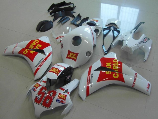 Lojas Carenagens Moto Honda CBR1000RR 2008-2011 - Branco Vermelho Amarelo San Carlo 58