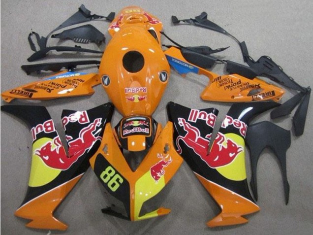 Lojas Carenagens Moto Honda CBR1000RR 2012-2016 - Laranja Amarelo Preto Brilhante Red Bull 86