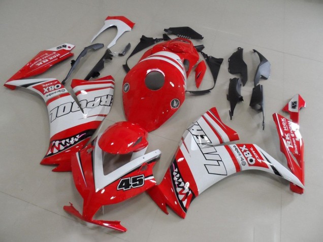 Lojas Carenagens Moto Honda CBR1000RR 2012-2016 - Branco Vermelho Liverpool 45