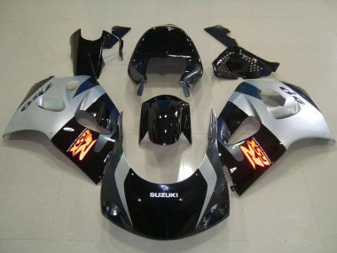 Lojas Kit Carenagens Moto Suzuki GSXR 750 1996-2000 - Preto Brilhante Prata