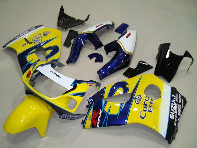 Lojas Carenagens Moto Suzuki GSXR 600 1996-2000 - Branco Amarelo Azul Corona