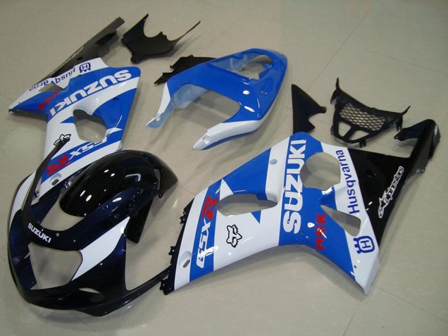 Lojas Carenagens Moto Suzuki GSXR 1000 2000-2002 - Branco Azul Preto Brilhante