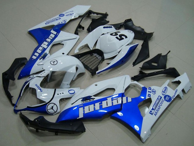 Lojas Carenagens Moto Suzuki GSXR 1000 2005-2006 - Branco Azul Jordan 59