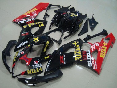Lojas Carenagens Moto Suzuki GSXR 1000 2005-2006 - Preto Brilhante Vermelho Ouro Rizla