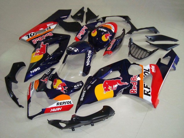 Lojas Carenagens Moto Suzuki GSXR 1000 2005-2006 - Azul Escuro Amarelo Red Bull Repsol