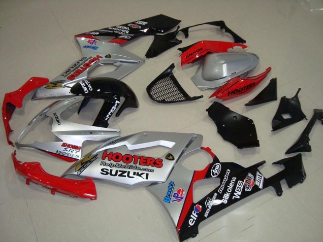 Lojas Carenagens Moto Suzuki GSXR 1000 2005-2006 - Prata Vermelho Preto Hooters