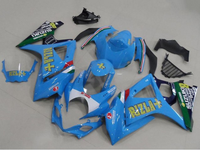 Lojas Carenagens Moto Suzuki GSXR 1000 2007-2008 - Azul Branco Amarelo Preto Rizla