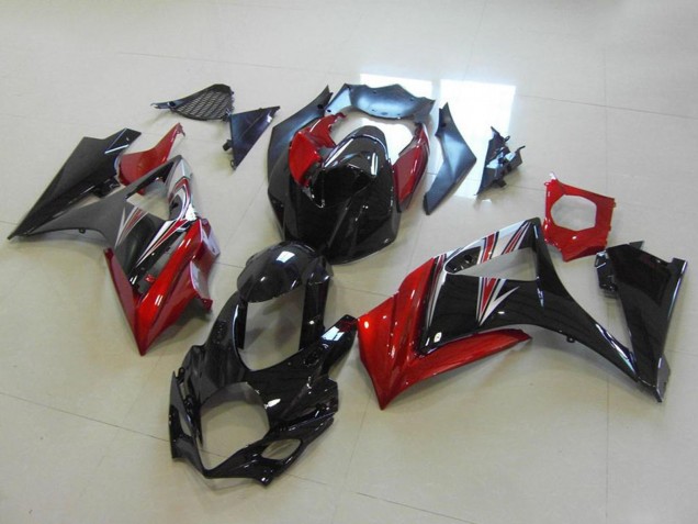Lojas Carenagens Moto Suzuki GSXR 1000 2007-2008 - Vermelho Preto Brilhante No Decal