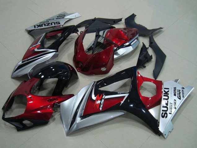 Lojas Carenagem Moto Suzuki GSXR 1000 2007-2008 - Vermelho Prata Preto Brilhante