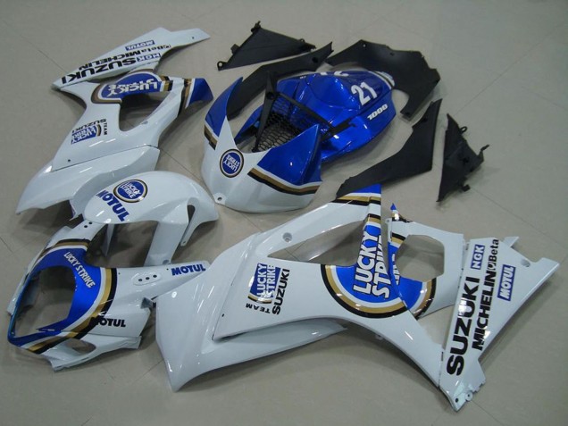 Lojas Carenagens Moto Suzuki GSXR 1000 2007-2008 - Branco Azul Lucky Strike