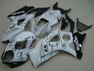 Lojas Carenagens Moto Suzuki GSXR 1000 2007-2008 - Branco Preto Corona