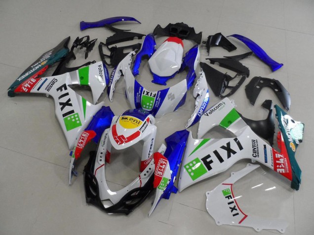 Lojas Carenagens Moto Suzuki GSXR 1000 2009-2016 - Branco Azul Verde Amarelo Vermelho Fixi