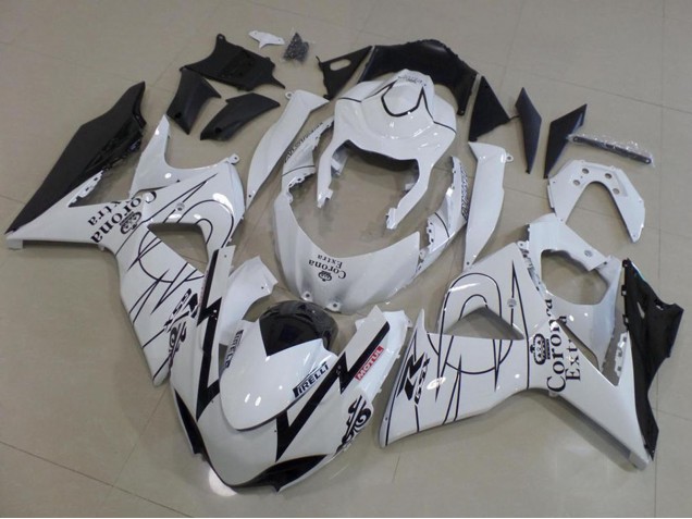 Lojas Carenagens Moto Suzuki GSXR 1000 2009-2016 - Branco Preto Corona Corrida