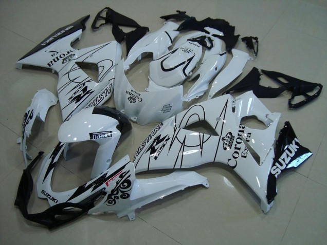 Lojas Carenagens Moto Suzuki GSXR 1000 2009-2016 - Branco Preto Corona